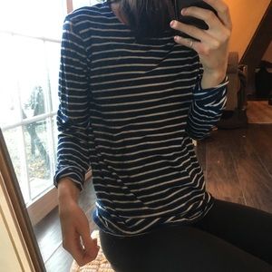 Blue and white striped sweater